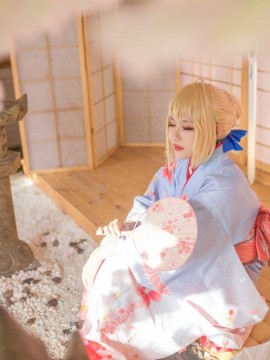 《Fate Stay Night》Saber晴着ver.~吾王和服新年挂画 C O S P L A Y_就酱紫啦w (5)