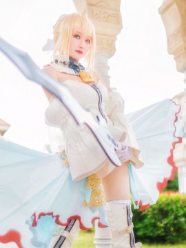 《Fate Grand Order》尼禄花嫁满破 C O S P L A Y_尼禄 花嫁二破 (6)